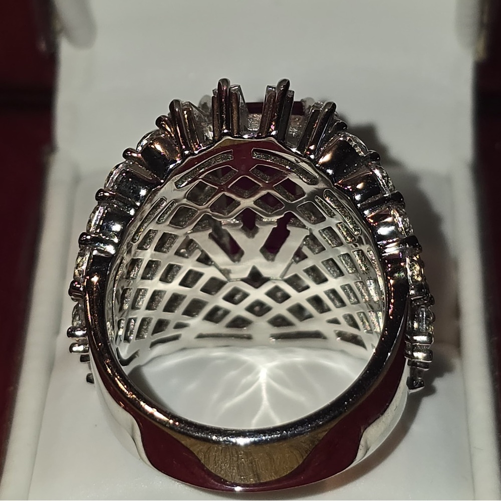 Charles Winston - Bella Luce Sterling Silver and Lab Ruby Gemstone Ring - Picture 2 of 2